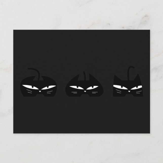 Carte Postale 3 Chats noirs la nuit (Devant)