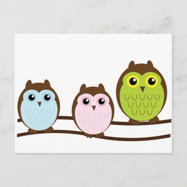 Carte Postale 3 chouettes (Devant)