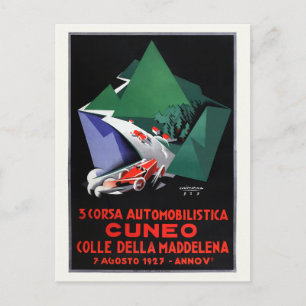 Carte Postale 3 Corsa Automobilistica Cuneo Poster vintage 1927