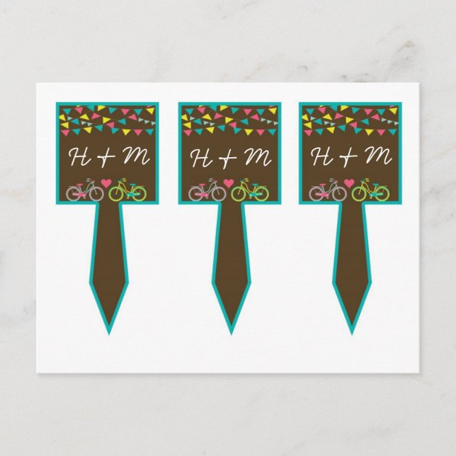 Carte Postale 3 Coupe Cake Pics Whimsical Love Lovers Vélos Vélo (Devant)