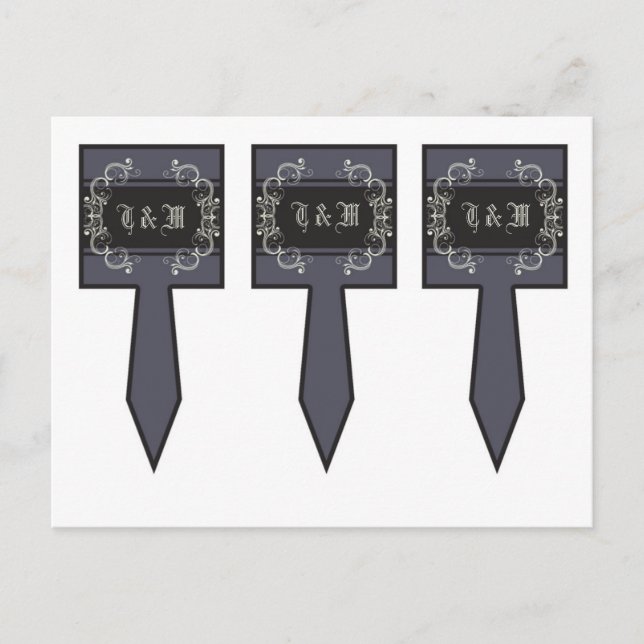 Carte Postale 3 Coupe Cake Pictures Black Cravate Affair Filigre (Devant)