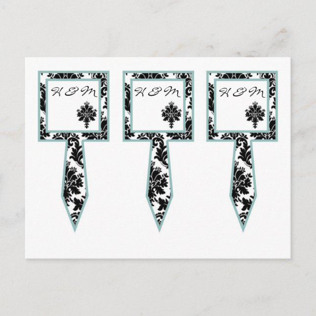 Carte Postale 3 Coupe Cake Pictures Black Damask Lace Print (Devant)