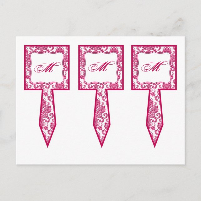 Carte Postale 3 Coupe Cake Pictures Fusia White Damask Lace Prin (Devant)
