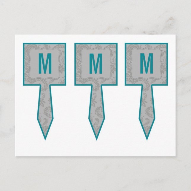 Carte Postale 3 Coupe Cake Pictures Gris Moderne Dentelle Damas  (Devant)