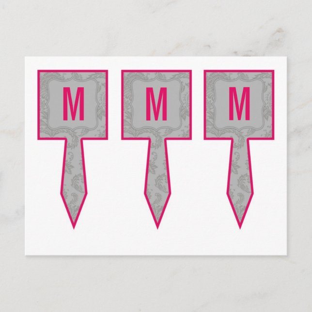 Carte Postale 3 Coupe Cake Pictures Gris Moderne Dentelle Damas  (Devant)