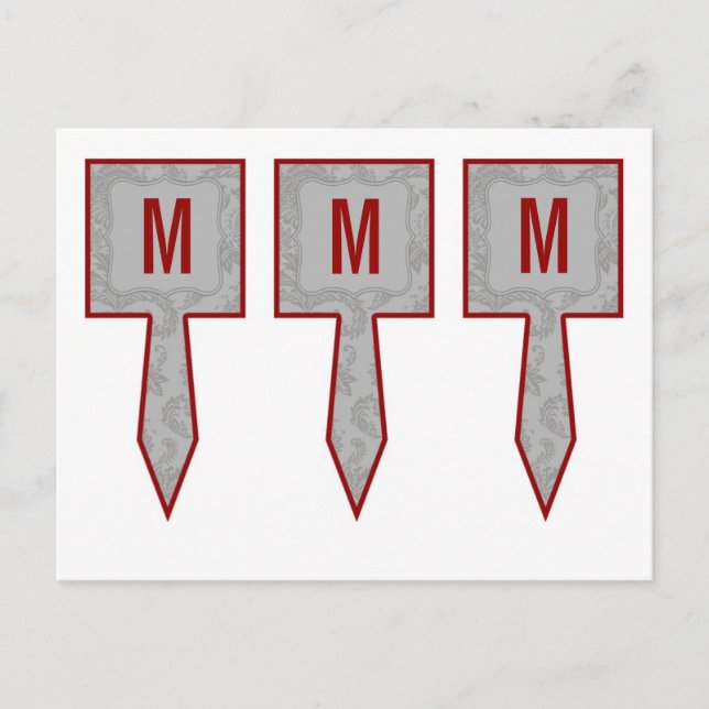 Carte Postale 3 Coupe Cake Pictures Gris Moderne Dentelle Damas  (Devant)