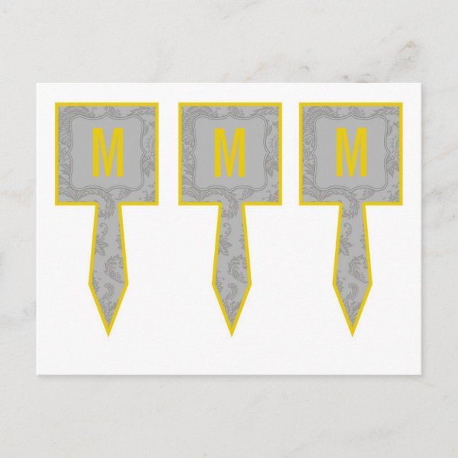 Carte Postale 3 Coupe Cake Pictures Gris Moderne Dentelle Damas  (Devant)