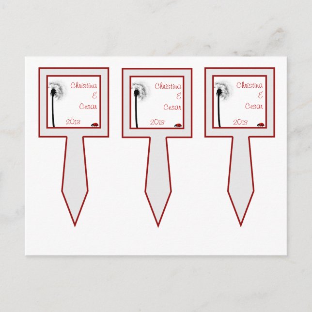 Carte Postale 3 Coupe Cake Pictures Lady Bug sur Dandelion Rouge (Devant)