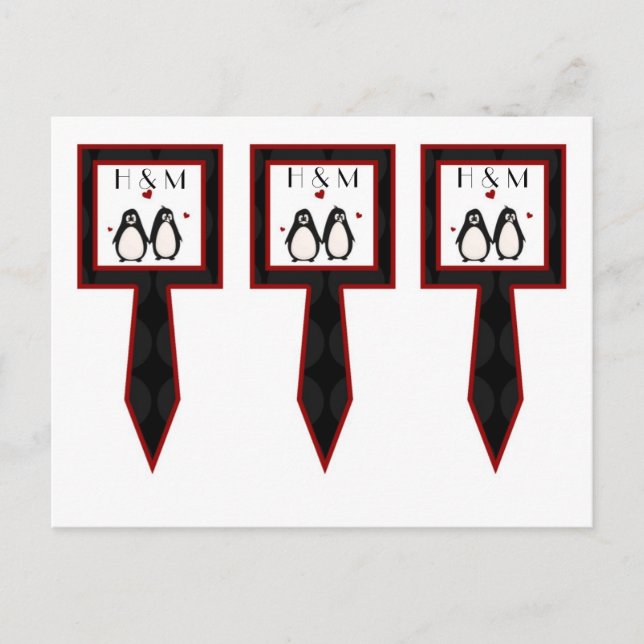 Carte Postale 3 Coupe Cake Pictures Penguin Love Couple Mate pou (Devant)