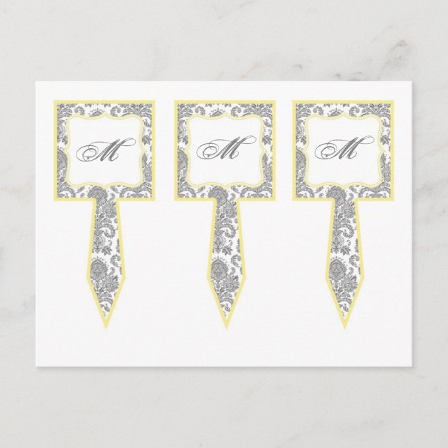 Carte Postale 3 Coupe Cuisson Gray Jaune Gre Damas Lace Imprimer (Devant)