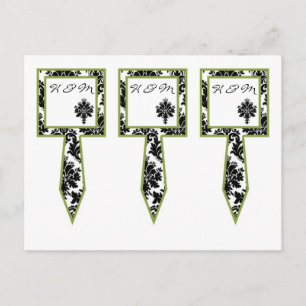 Carte Postale 3 Coupe Gâteaux Pictures Black Green Damask Lace I