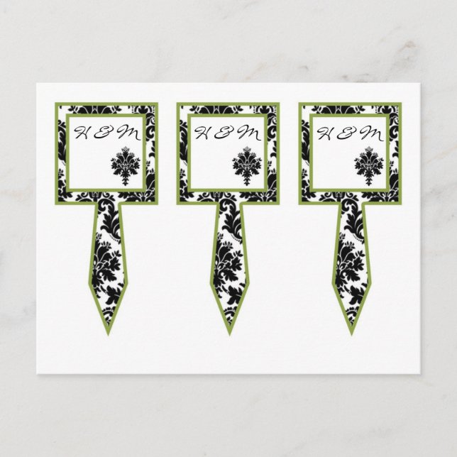 Carte Postale 3 Coupe Gâteaux Pictures Black Green Damask Lace I (Devant)