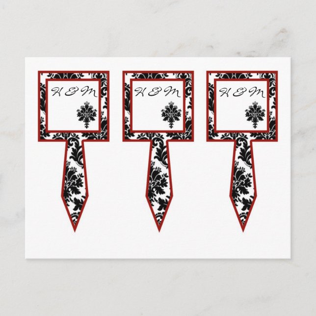 Carte Postale 3 Coupe Gâteaux Pictures Black Red Damask Lace Pri (Devant)