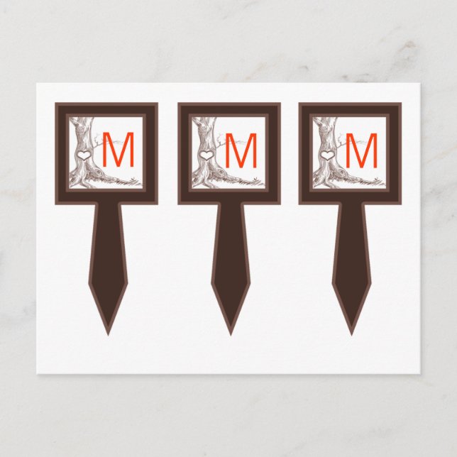 Carte Postale 3 Coupe Pique-Cake Arbre Automne Carvages Initiaux (Devant)