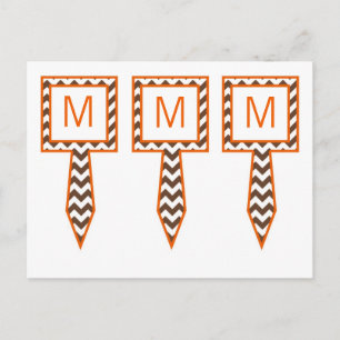 Carte Postale 3 cueillettes de gâteau Brown Orange Chevron Nom F