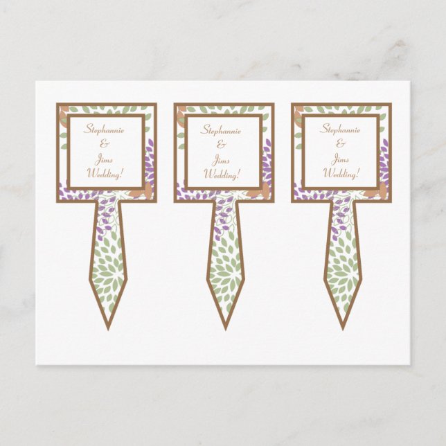 Carte Postale 3 cueillettes de gâteau violet et vert floral (Devant)