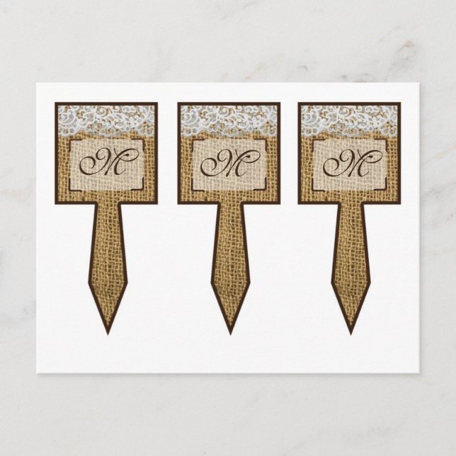 Carte Postale 3 Cup Cake Picks Chaussures de cheval sur Burlap L (Devant)