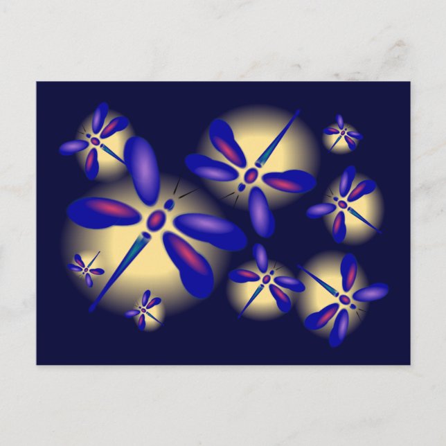 Carte postale 3-D Dragonfly Art (Devant)