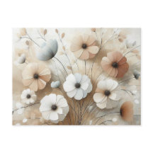 3 Fleurs modernes Beige-Rose