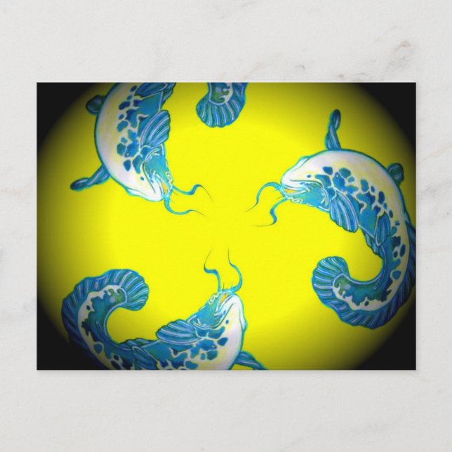 Carte Postale 3 Lucky Blue Fish (Devant)