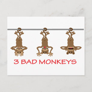Carte Postale 3 Mauvais singes