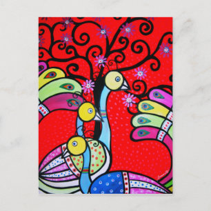 CARTE POSTALE 3 PEACOCKS