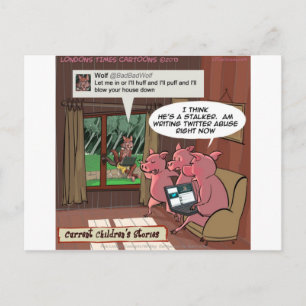 Carte Postale 3 Petits Cochons au Fait des Médias Sociaux