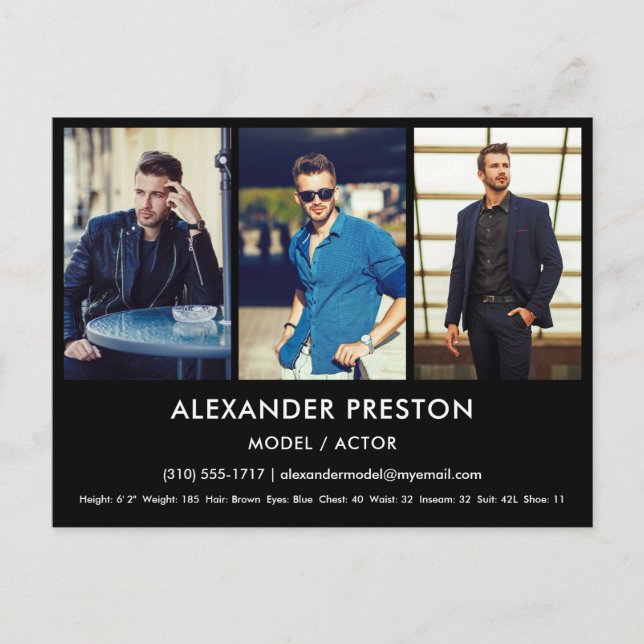 Carte postale 3 Photo Black Comp/Zed Modèle Acteur (Devant)