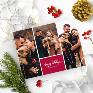 Carte Postale 3 Photos Collage Joyeuses Fêtes Noël Moderne