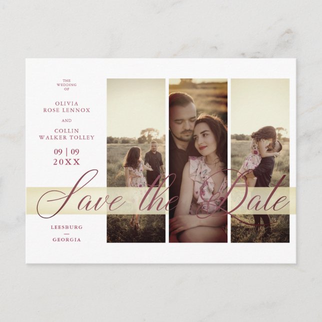 Carte Postale 3 Photos Couple in Love Simple Elegant Script  (Devant)