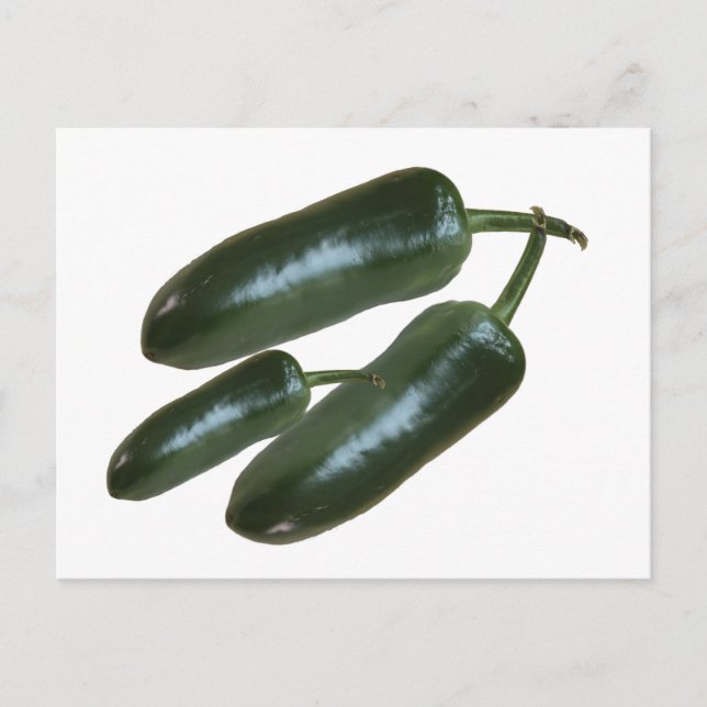 Carte Postale 3 Poivrons Jalapeno Vert frais Photo Vie morte (Devant)