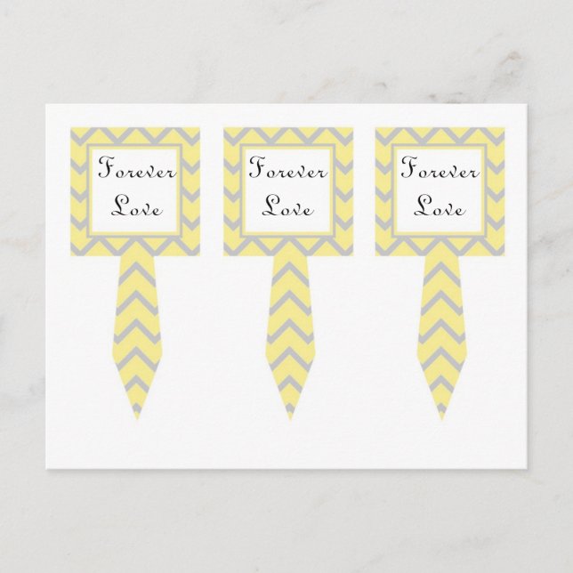 Carte Postale 3 Réceptions de gâteaux modernes Chevron Jaune/Gre (Devant)