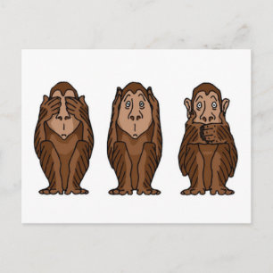 Carte postale 3 Singes, Ne vois pas le mal, N'ente
