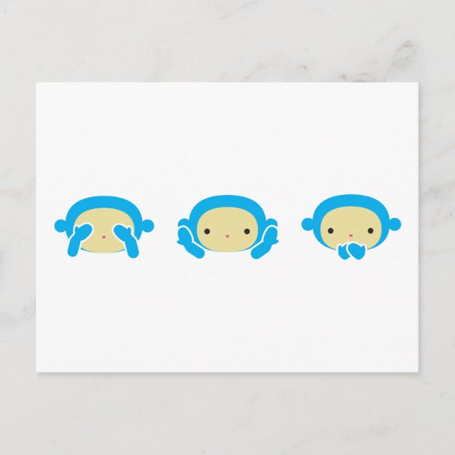 Carte Postale 3 Singes Sages (Devant)