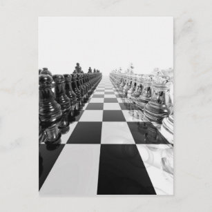 Carte Postale 3D Black and White Chess Board