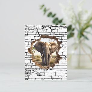 Carte Postale 3D Elephant Wall Break Art - Safari réaliste (2)