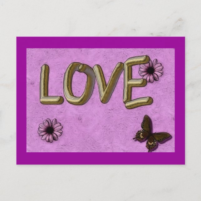 Carte Postale 3D Love You Gold (Devant)