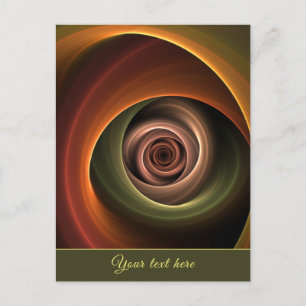 Carte Postale 3D Spirale Abstraite Couleurs chaudes Texte fracta
