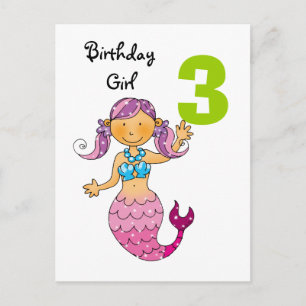 Carte Postale 3e anniversaire cadeau pour une fille, mignonne si