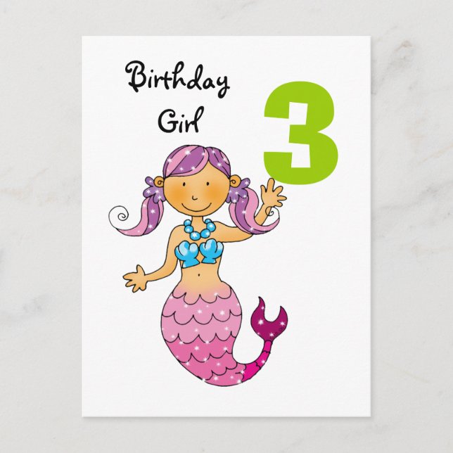 Carte Postale 3e anniversaire cadeau pour une fille, mignonne si (Devant)