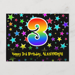 Carte Postale 3e Anniversaire : motif Fun Stars, Arc-en-ciel 3, 