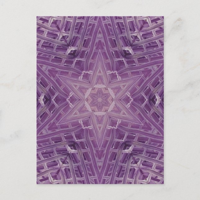 Carte Postale 3Une Unique couleur violet étoile blanche Mandala (Devant)