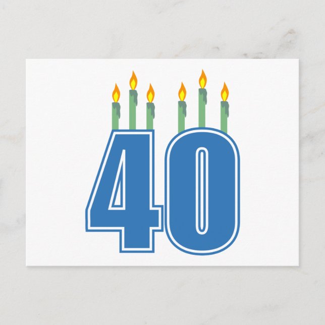Carte Postale 40 bougies d'anniversaire (bleu / vert) (Devant)