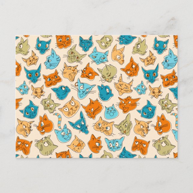 Carte Postale 40 visages de chat et une queue (Devant)
