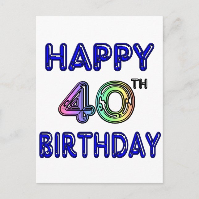 Carte Postale 40e anniversaire avec police Ballon (Devant)
