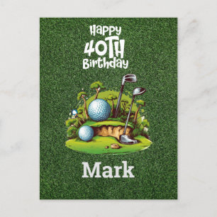 Carte Postale 40e anniversaire de golf  Golfeur des années formi