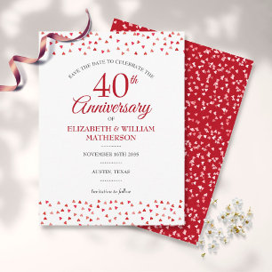 Carte Postale 40e anniversaire de mariage Cœurs de rubis Enregis
