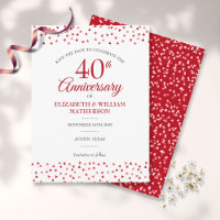 40e anniversaire de mariage Rubis Cœurs Enregistre
