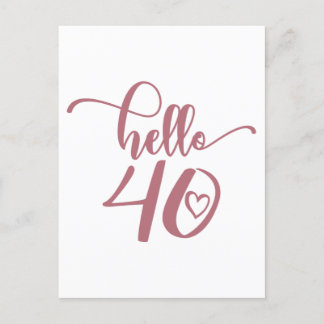 Carte Postale 40e anniversaire femmes Bonjour 40 Mignon 40 ans