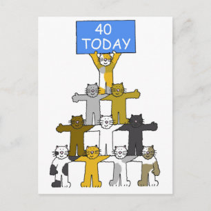 Carte Postale 40e anniversaire mignon Cartoon Chats